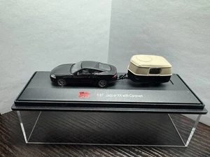Malibu International HO Scale 1/87 Jaguar XK Black w/Caravan Camper (opened) - Picture 1 of 1