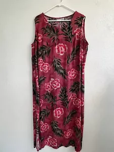 Vintage Bishop St Apparel Hawaii Print Rosa Blumen Ärmellos Etuikleid Gr. L - Bild 1 von 7