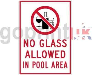 NO GLASS SWIMMING POOL HOTEL B&B SIGNS & STICKERS VARIOUS SIZES - Picture 1 of 1