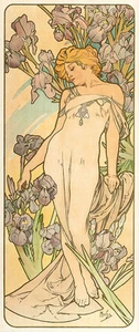 The Iris by Alphonse Mucha A1 High Quality Canvas Art Print - Imagen 1 de 1