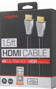 Rocketfish - Cavo HDMI da parete 1,5' 4K Ultra HD - Nero - Foto 1 di 2