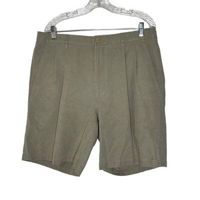 Nat Nast Men's Khaki Pleated Silk Blend Shorts Size 36 - Image 1 of 4