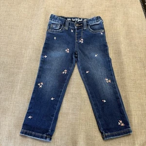 Cat & Jack Super Stretch Girl's Skinny Jeans Embroidered Flowers Size 3T - Picture 1 of 15