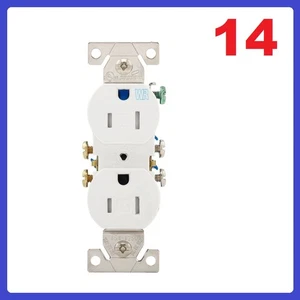 (14) Eaton TWR270W Tomacorrientes Receptáculo Dúplex 2P 15A 125V Blanco WR - Imagen 1 de 5