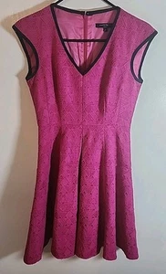 Nanette Lepore Fuschia Pink Textured Geometric Print A Line Dress sz 2 Spring - Picture 1 of 13