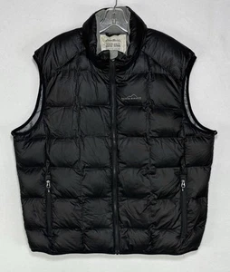 Eddie Bauer 700 Fill Goose Down Puffer Vest Mens XL Black Zip Quilted Packable - Picture 1 of 11