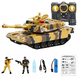 Abrams M1A2 US MBT Tank 1/24 Metal RC Panzer Toy RTR IR Smoke Sound Light Recoil - Picture 1 of 7