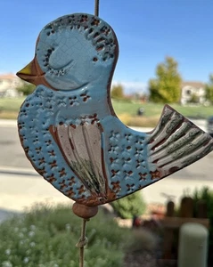 1970’s Pacific Stoneware PEOPLE LOVERS Pottery Wind Chime LUV BIRD - Picture 1 of 8