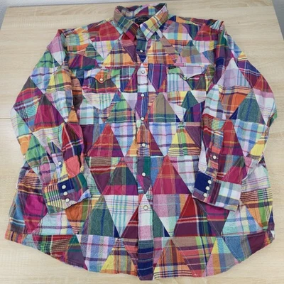 Мужская 2XB большой Polo Ralph Lauren жемчуг Snap пэчворк бандана длинным рукавом рубашка - Изображение 1 из 4