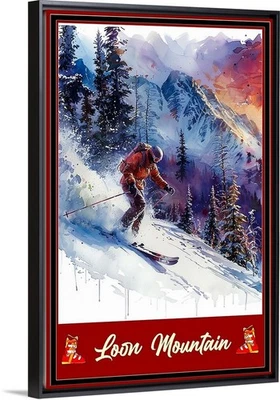 Póster impreso de viaje de esquí de montaña Loon lienzo o enmarcado esquí invierno Foto 1 de 4