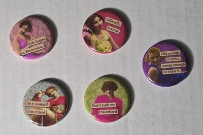 5 ímãs de franjas para aposentadoria citações femininas ímãs de 1 1/4" - Imagem 1 de 4