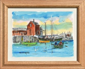 Bill Paxton (Maine, 1930-2007) Signiertes Original Aquarell: "Rockport, MA - 1900" - Bild 1 von 7