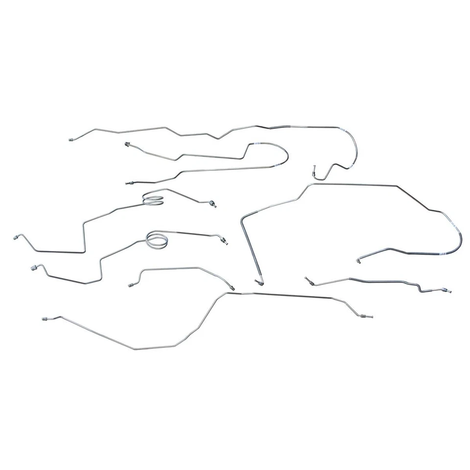 1976 - 79 福特 F350 4WD 标准 Cab Long bed Power Disc Brake Line Kit 8件, 不锈钢金属原色 — 第 1/4 张图片