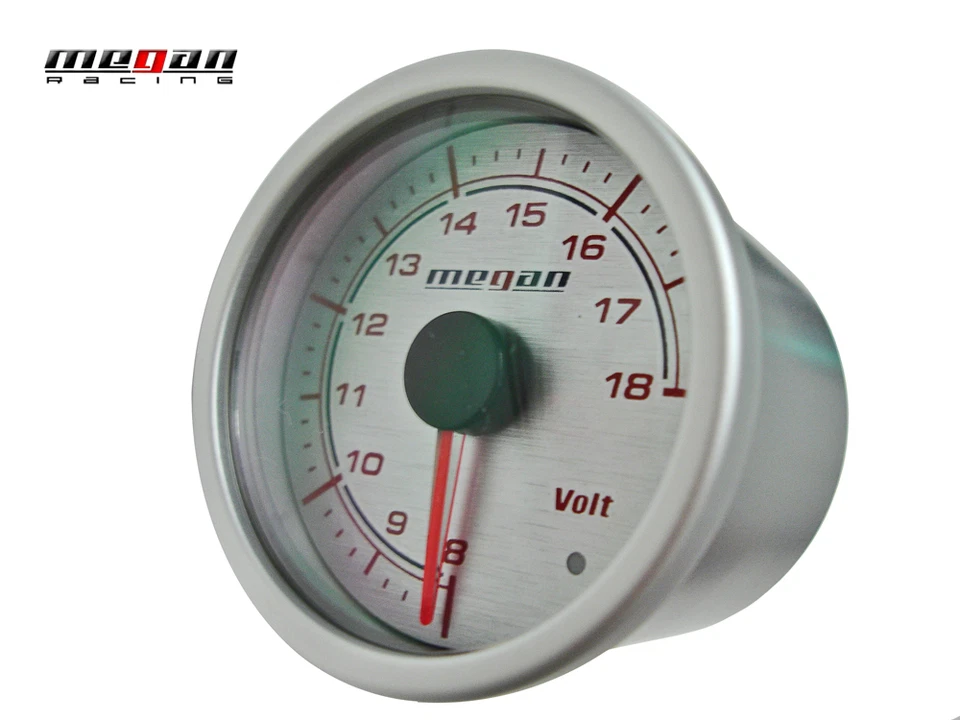 Megan Racing Volt Voltage Ratio Meter 52mm Silver Gauge LED lamps MR-MG-VT - Image 1 of 1