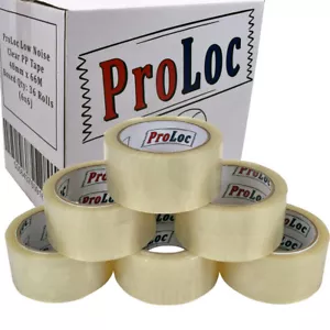 More details for 2 x 48mmx66m(2&quot; wide)clear premium packing tape pro-loc low noise packaging