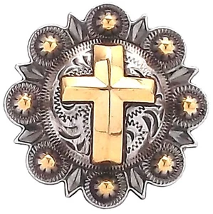 Cross Berry Concho Antique Silver and Rose Gold 1-1/2" 1738-31 - Picture 1 of 1