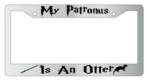 My Patronus Is An Otter Chrome METAL License Plate Frame Harry Potter - Picture 1 of 1