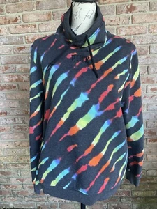 Victoria Secret PINK Sweatshirt XS Rainbow Zebra Sherpa Lined Cowl Neck - Picture 1 of 5