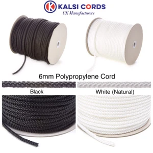 6MM ROUND POLYPROPYLENE ROPE BRAIDED POLY CORD SAILING CAMPING CLIMBING BOATING - Picture 1 of 7