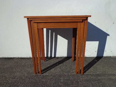Nesting Tables Wood Traditional Mid Century Modern Accent Stacking End Side MCM Cover