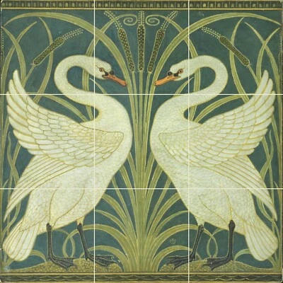 Tile Mural/Mosaic Ceramic Panel of Walter Crane Swan, Rush and Iris- Tile Mural - Image 1 of 3