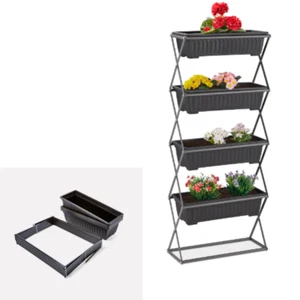 Home 4-Tier Vertical Raised Garden Bed Elevated Planter Box Black Freestanding - Picture 1 of 5