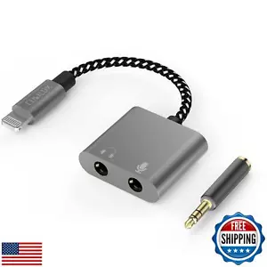 Cubilux Lightning to 3.5mm TRS Microphone Adapter with Headphone Jack Compati - Picture 1 of 5