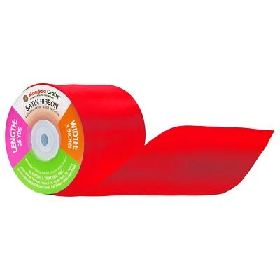 Red Satin Ribbon for Crafts - 25 Yds 3 Inch Red Ribbons for Gift Wrapping - F... - Image 1 of 4