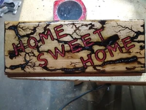 Custom Handmade Home Sweet Home Sign That Is Lichtenberg Fractal Burnt - Picture 1 of 7