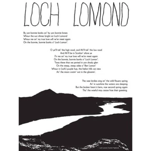 Loch Lomond Lied Gedicht Jakobit Schottland Typografie ungerahmtes Wandbild Poster - Bild 1 von 4