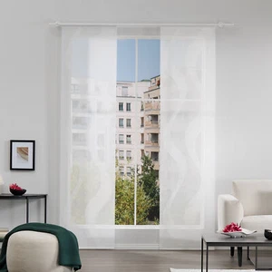 Klettvorhang Panello 245x60cm Weiß Transparent Wellenmotiv mit Beschwerungsstab - Bild 1 von 1