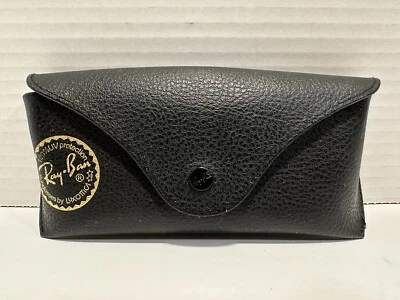 RAY BAN Luxottica Genuino Negro Cuero Suave Botón a Presión Gafas de sol Estuche de Transporte! Foto 1 de 4