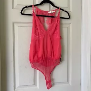 Women’s Pink Coral Floral Lace Pattern Body Suit Lingerie Size S Tags/attached - Picture 1 of 9