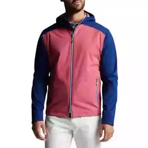 Peter Millar Men’s Cape Red Navy Hyperlight Link 3L Full Zip Hooded Jacket NEW - Picture 1 of 6