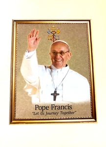 7" X 9" Matted Print Art Picture Pope Francis: Smiling w Plaque on Back - Picture 1 of 3