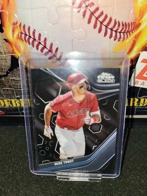 2023 Topps Chrome BLACK Baseball Mike Trout Base Card No. 100 - Image 1 of 2