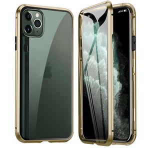 Pare-chocs en métal en verre trempé double face magnétique pour iPhone12 Pro Max - Photo 1 sur 14