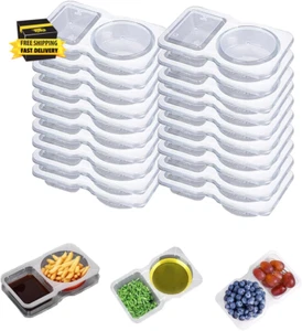 Double Compartment Condiment Container,Reusable Snack Container with Lids,Condim - Picture 1 of 6