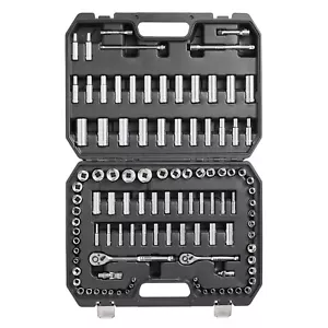 VEVOR Socket Set 1/4in 3/8in Drive Socket and Ratchet Set 6-Point 106 Pcs Tool - Picture 1 of 12