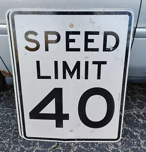 Metall GESCHWINDIGKEITSBEGRENZUNGSSCHILD 40 MPH 30x24 original Straßenverkehrssicherheit Road Bar AB - Bild 1 von 3