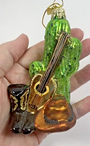 Kurt Adler KSA Glass Christmas Ornament Cowboy Hat Cactus Boots Guitar Western - Picture 1 of 8