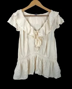 Babydoll Old Navy Cuello Volantes Calado Top Crema Y2k Años 90 Talla XL - Imagen 1 de 7