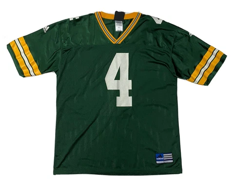 Vintage Green Bay Packers Brett Favre Jersey Mens Large Green Adidas 90s NFL HOF Cover