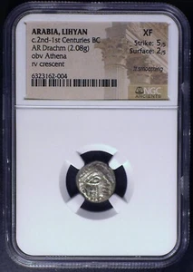 ARABIA, LIHYAN 2nd-1st C. BCE AR Drachm NGC XF 5/5 Strike 2/5 Surf *FINEST* - Bild 1 von 2