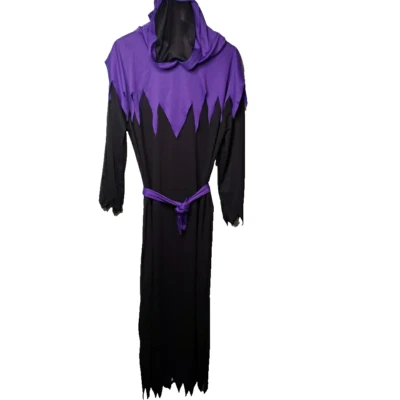 Bata con Capucha Disfraz de Halloween Máscara de Malla Púrpura Capa Negra PMG Invisible Ghoul Foto 1 de 4