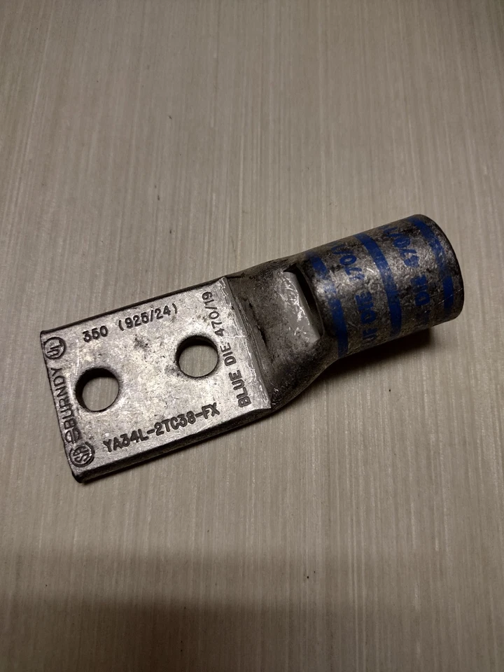 Lot of (10)YA34L-2TC38-FX 350kcm lugs,3/8" holes @ 1"on ctr,  by Burndy - Image 1 of 1