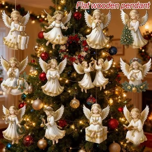 12PCS Angel Christmas Ornaments Wooden Xmas Tree Decorations Hanging Orname GX - Picture 1 of 12