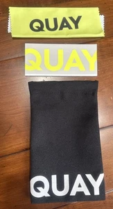 Custodia per occhiali da sole Quay nuova in tessuto nero con panno giallo - Foto 1 di 3