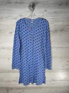 GAP Schlafshirt Damen mittelblau gepunktet Waffelstrick Thermo Henley - Bild 1 von 9