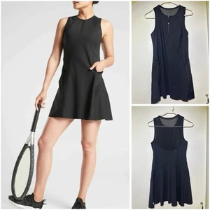 Athleta Match Point Tennis Sport Dress Black Athletic Size Medium - Picture 1 of 9